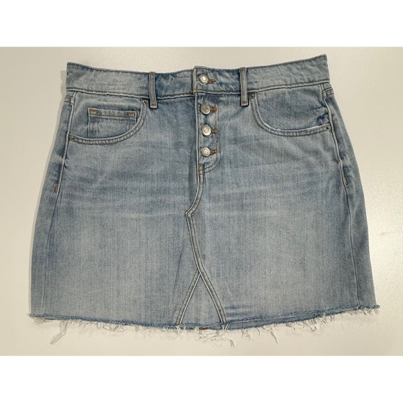 Old Navy Denim Mini Skirt Women's Size 12 Button Fly Light Wash Skirt NWOT (194) - Picture 1 of 11